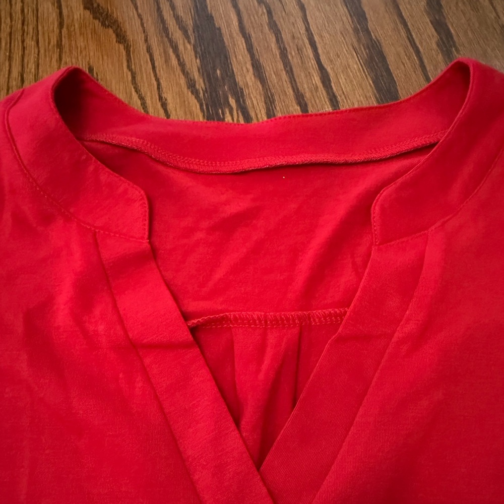 Romanstii Women’s Casual V-Neck Loose Puff Long Sleeve Tunic Top Red XL NWT - Picture 5 of 11